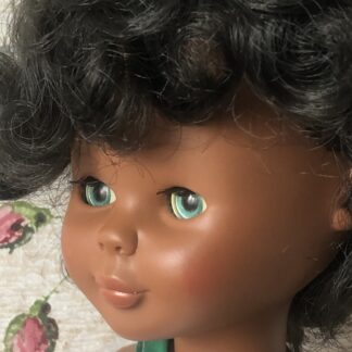 👁️ Rare Poupée Nancy de Famosa 1974 - Peau Chocolat - Yeux Marguerite 👁️