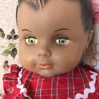 👶 Baigneur vintage Sidac de Petitcollin 40 cm — Version métisse / chocolat au lait 👶