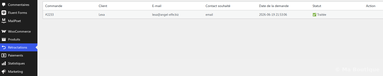 Plugin Rétractation de Commande Gratuit pour WooCommerce – Image 6