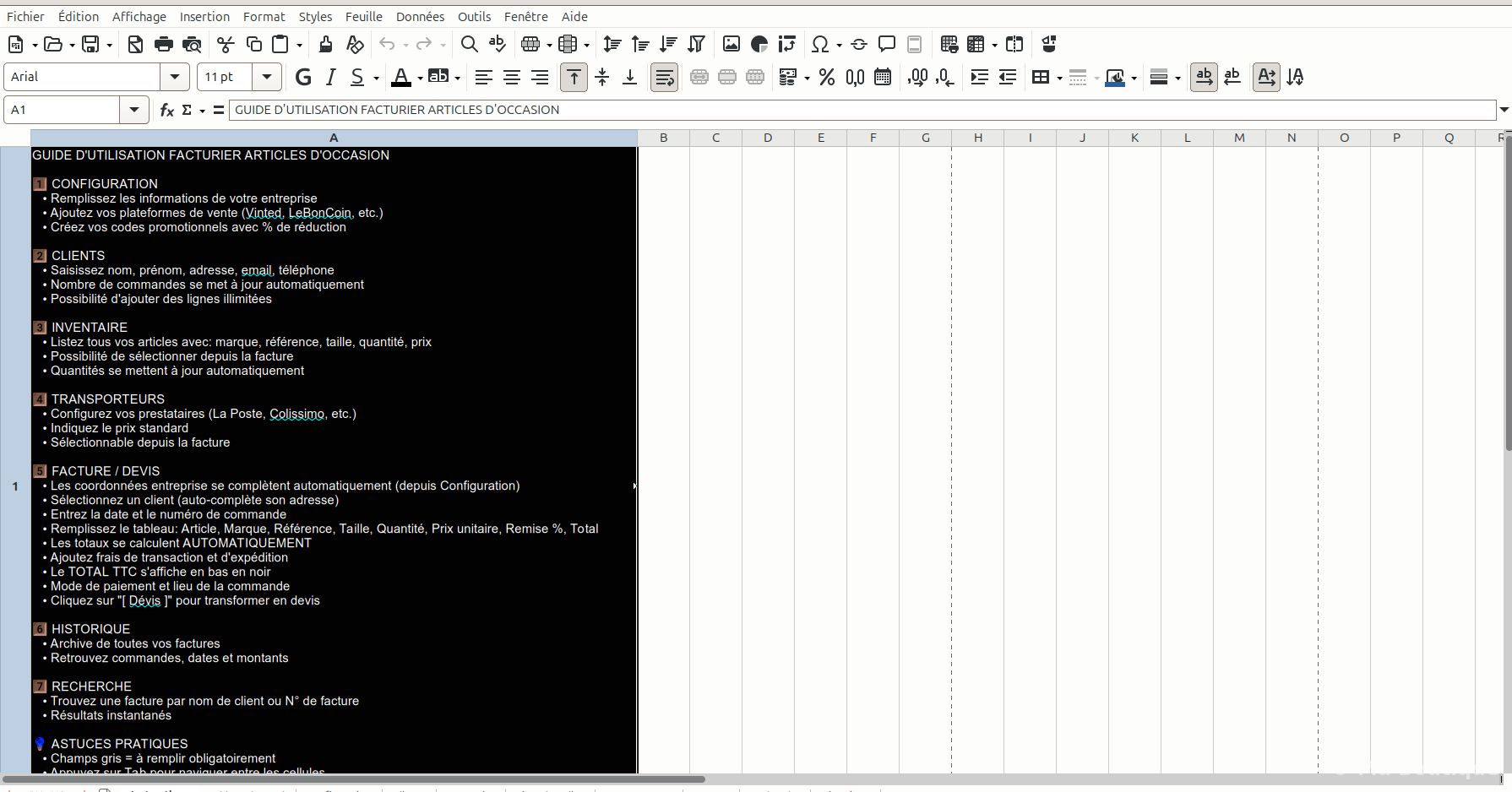 Modèle Excel de Facturation et Gestion pour Entrepreneurs – Image 2